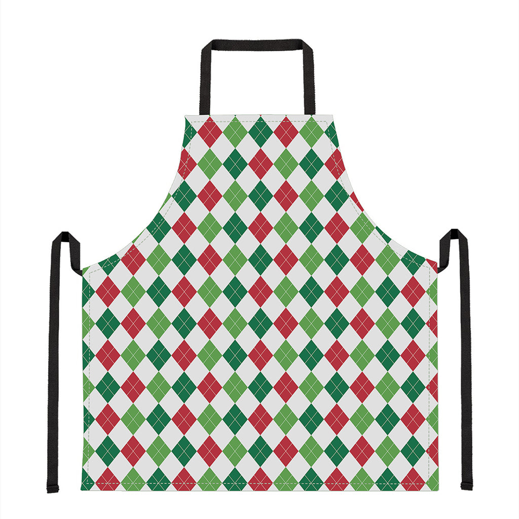 Merry Christmas Argyle Pattern Print Apron