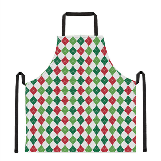 Merry Christmas Argyle Pattern Print Apron
