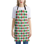Merry Christmas Argyle Pattern Print Apron