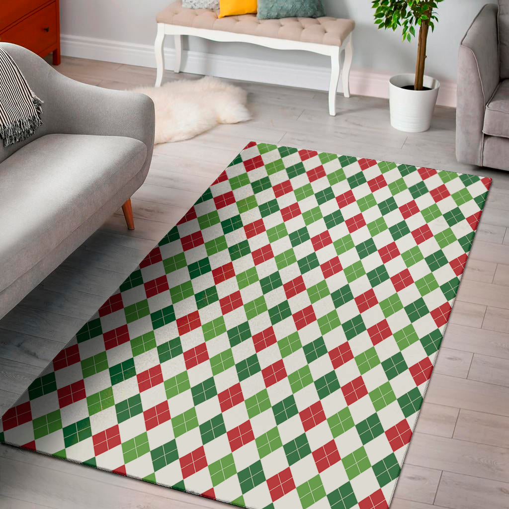 Merry Christmas Argyle Pattern Print Area Rug
