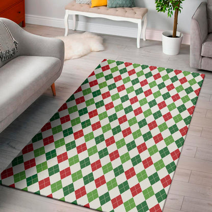Merry Christmas Argyle Pattern Print Area Rug