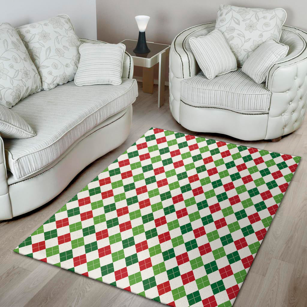 Merry Christmas Argyle Pattern Print Area Rug