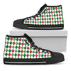 Merry Christmas Argyle Pattern Print Black High Top Shoes