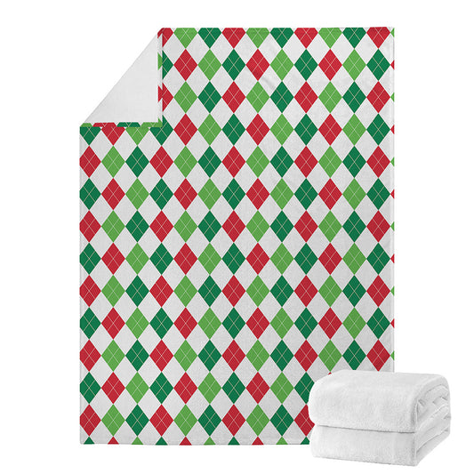 Merry Christmas Argyle Pattern Print Blanket