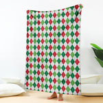 Merry Christmas Argyle Pattern Print Blanket