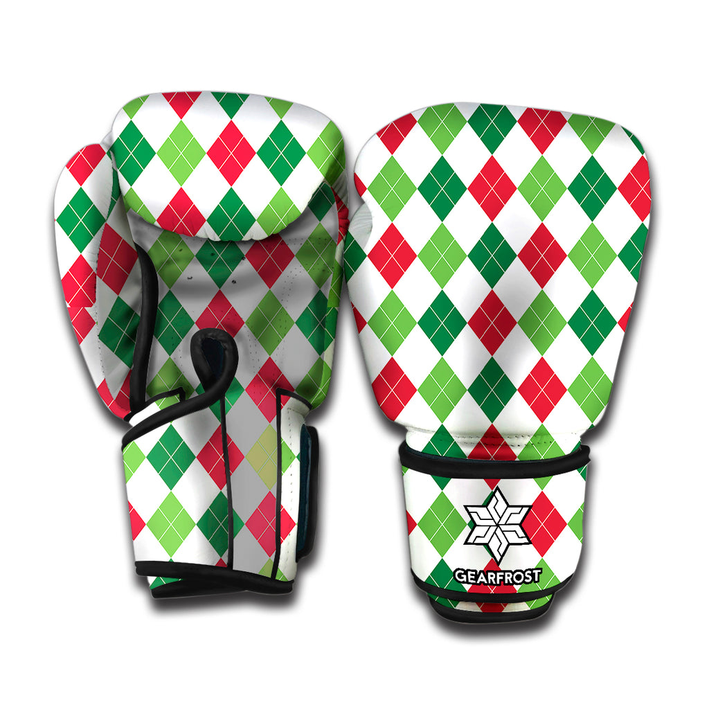 Merry Christmas Argyle Pattern Print Boxing Gloves