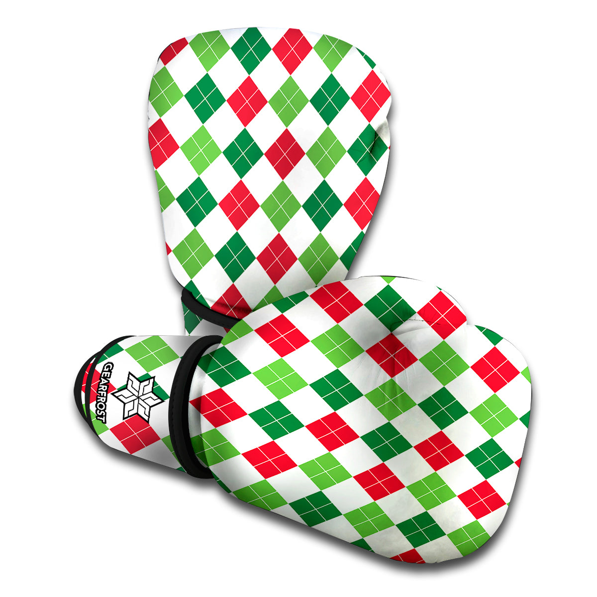 Merry Christmas Argyle Pattern Print Boxing Gloves