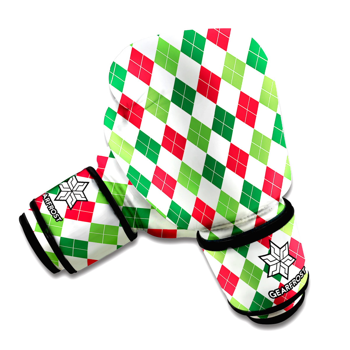 Merry Christmas Argyle Pattern Print Boxing Gloves