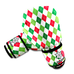 Merry Christmas Argyle Pattern Print Boxing Gloves