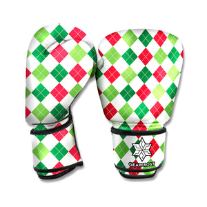 Merry Christmas Argyle Pattern Print Boxing Gloves