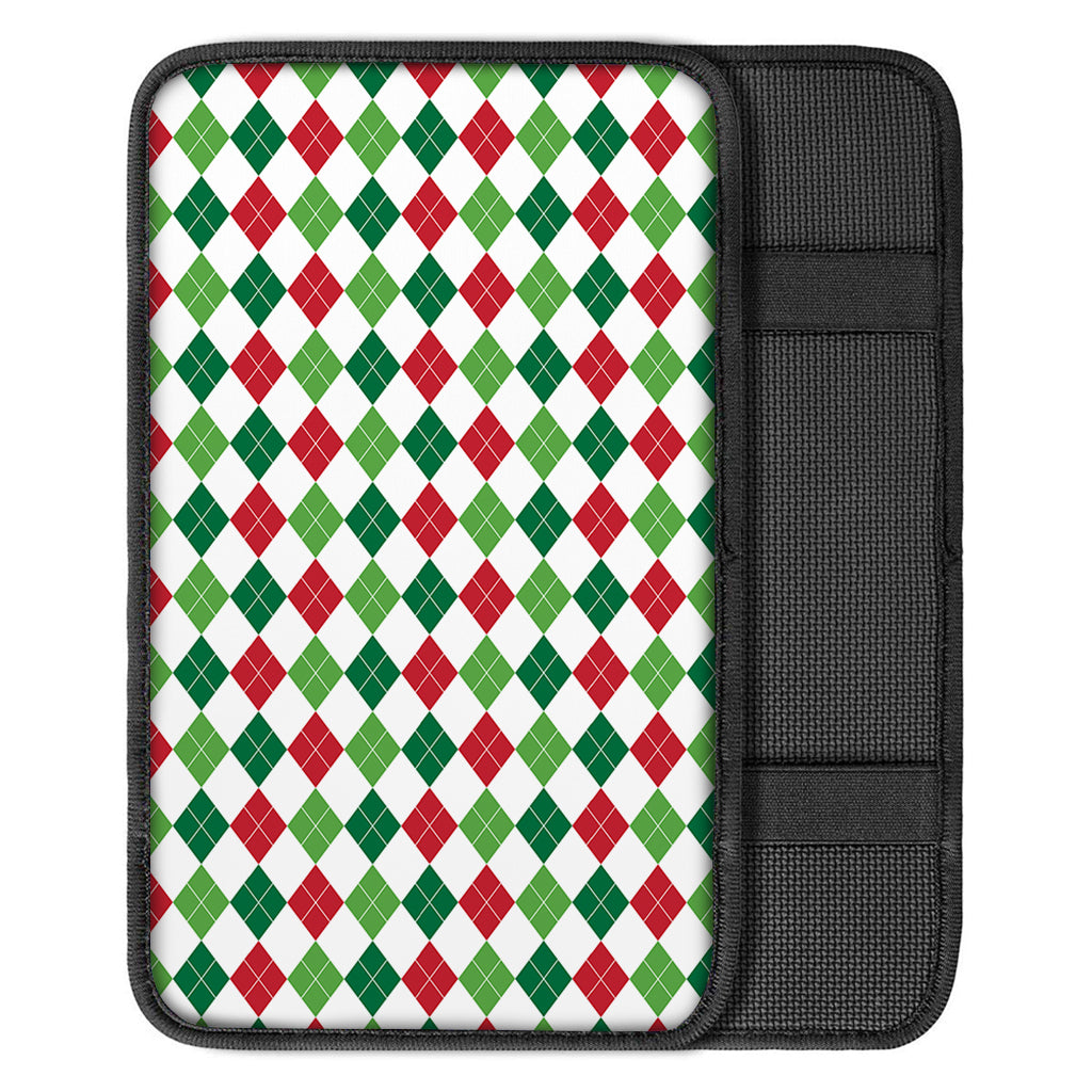 Merry Christmas Argyle Pattern Print Car Center Console Cover