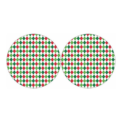 Merry Christmas Argyle Pattern Print Car Coasters