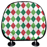 Merry Christmas Argyle Pattern Print Car Headrest Covers