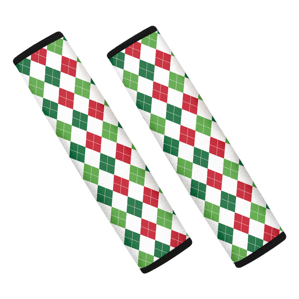 Merry Christmas Argyle Pattern Print Car Seat Belt Covers