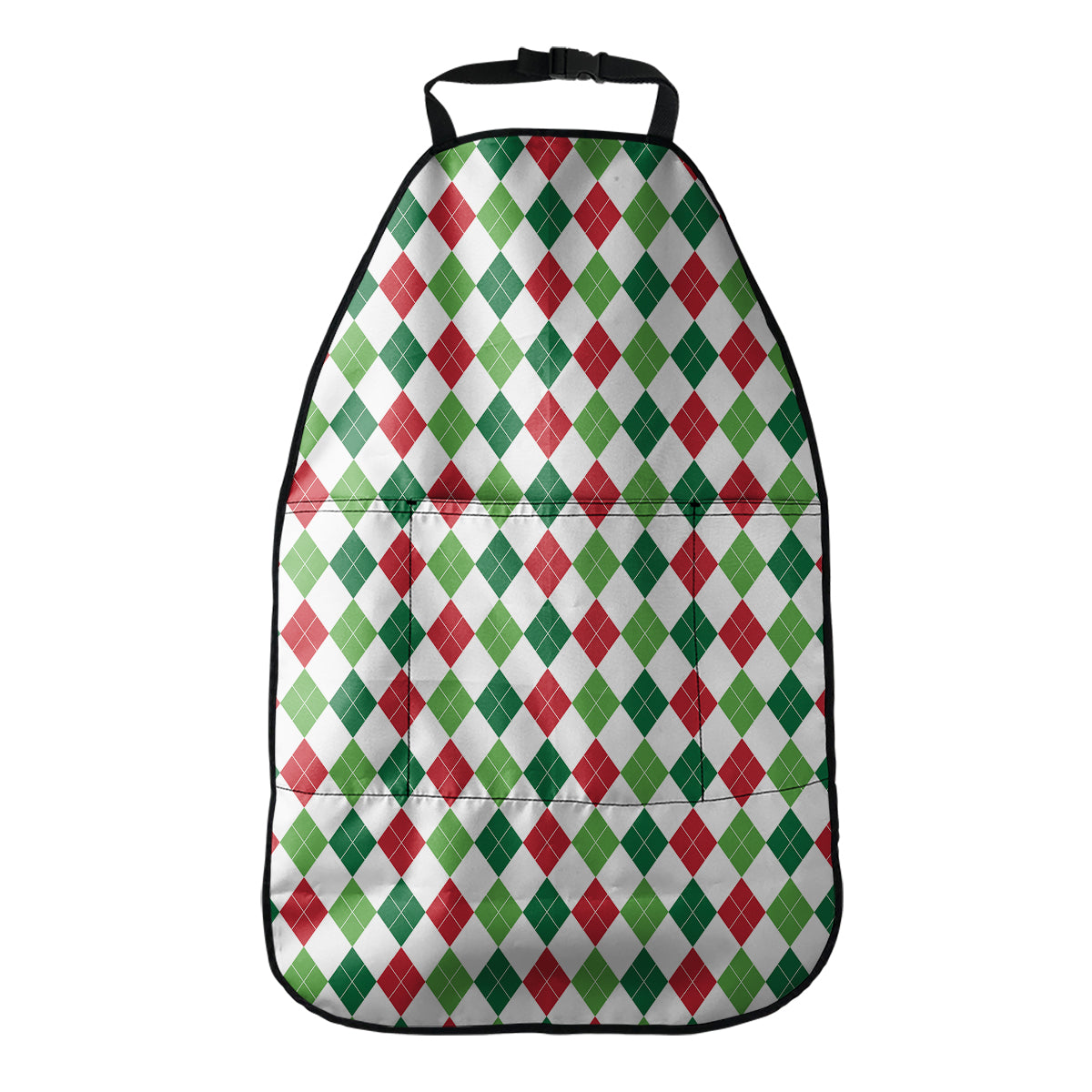 Merry Christmas Argyle Pattern Print Car Seat Organizers