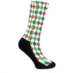 Merry Christmas Argyle Pattern Print Crew Socks