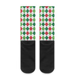 Merry Christmas Argyle Pattern Print Crew Socks