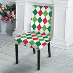 Merry Christmas Argyle Pattern Print Dining Chair Slipcover