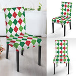 Merry Christmas Argyle Pattern Print Dining Chair Slipcover