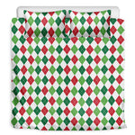 Merry Christmas Argyle Pattern Print Duvet Cover Bedding Set