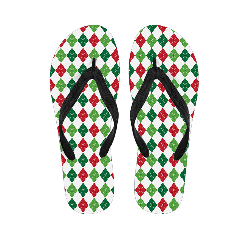 Merry Christmas Argyle Pattern Print Flip Flops