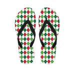 Merry Christmas Argyle Pattern Print Flip Flops