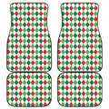 Merry Christmas Argyle Pattern Print Front and Back Car Floor Mats