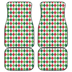 Merry Christmas Argyle Pattern Print Front and Back Car Floor Mats