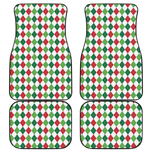 Merry Christmas Argyle Pattern Print Front and Back Car Floor Mats