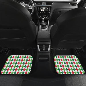 Merry Christmas Argyle Pattern Print Front and Back Car Floor Mats