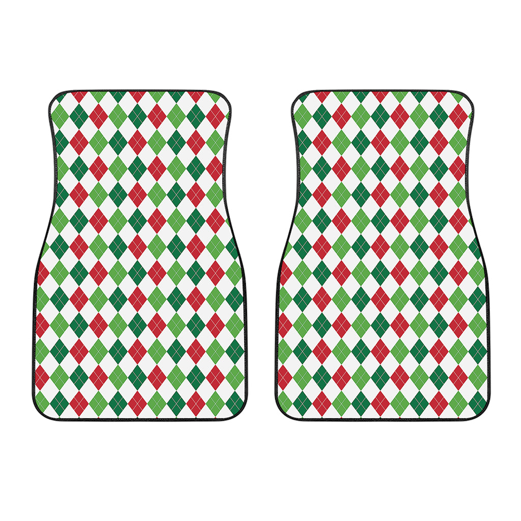 Merry Christmas Argyle Pattern Print Front Car Floor Mats