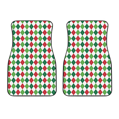 Merry Christmas Argyle Pattern Print Front Car Floor Mats