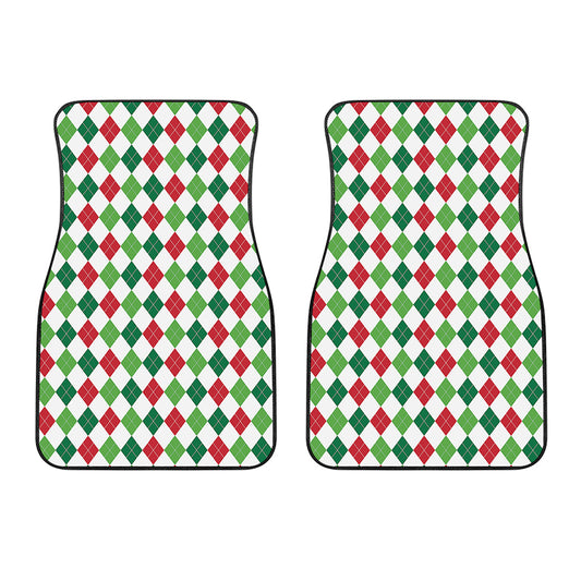 Merry Christmas Argyle Pattern Print Front Car Floor Mats