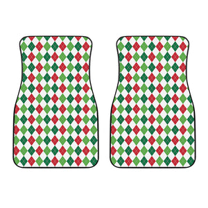 Merry Christmas Argyle Pattern Print Front Car Floor Mats