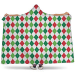 Merry Christmas Argyle Pattern Print Hooded Blanket