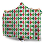Merry Christmas Argyle Pattern Print Hooded Blanket