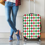 Merry Christmas Argyle Pattern Print Luggage Cover
