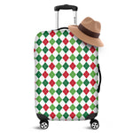 Merry Christmas Argyle Pattern Print Luggage Cover