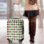 Merry Christmas Argyle Pattern Print Luggage Cover