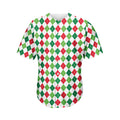 Merry Christmas Argyle Pattern Print Men's Baseball Jersey