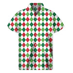Merry Christmas Argyle Pattern Print Men's Short Sleeve Shirt