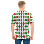 Merry Christmas Argyle Pattern Print Men's T-Shirt