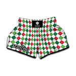 Merry Christmas Argyle Pattern Print Muay Thai Boxing Shorts