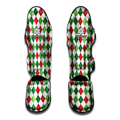 Merry Christmas Argyle Pattern Print Muay Thai Shin Guard