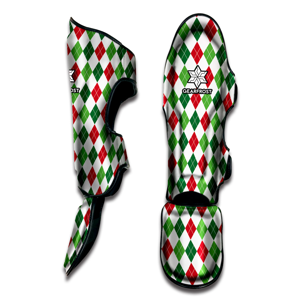 Merry Christmas Argyle Pattern Print Muay Thai Shin Guard
