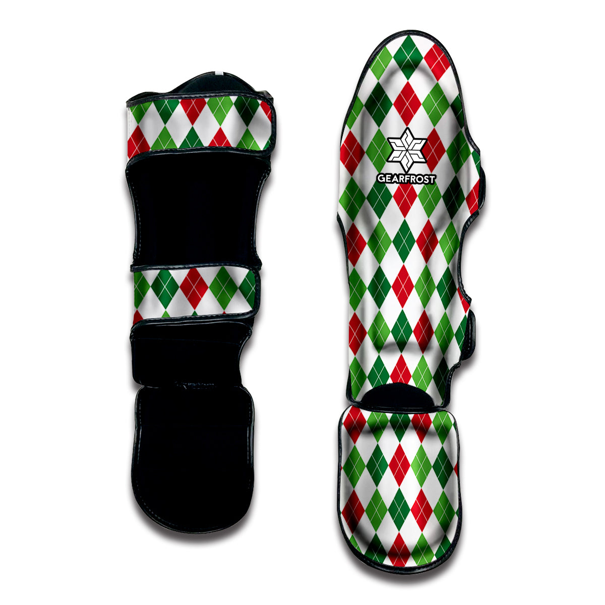 Merry Christmas Argyle Pattern Print Muay Thai Shin Guard