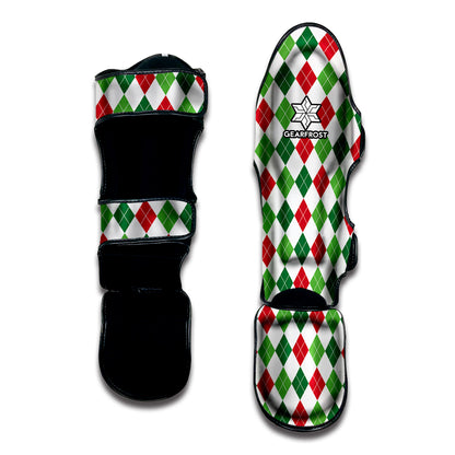 Merry Christmas Argyle Pattern Print Muay Thai Shin Guard