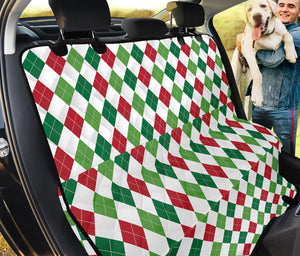 Merry Christmas Argyle Pattern Print Pet Car Back Seat Cover