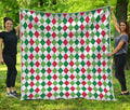 Merry Christmas Argyle Pattern Print Quilt
