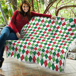Merry Christmas Argyle Pattern Print Quilt